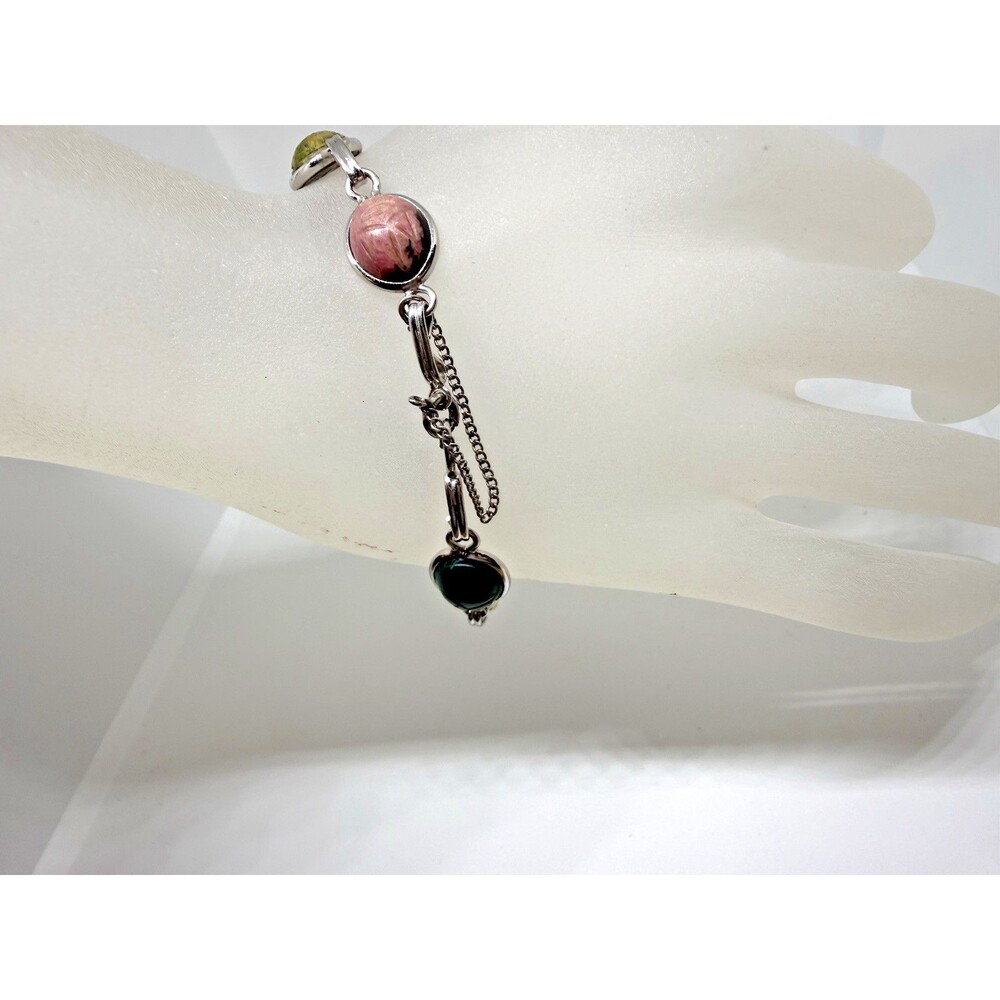 Vintage Egyptian Scarab Bracelet Signed A&Z Ster 6 Carved Stones Rare - Picture 6 of 16